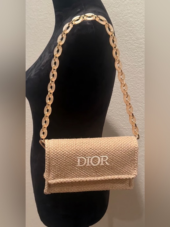 Dior Handbags - Dior Raffia Clutch with bag with chain strap . NWT.
Box . GWP Item